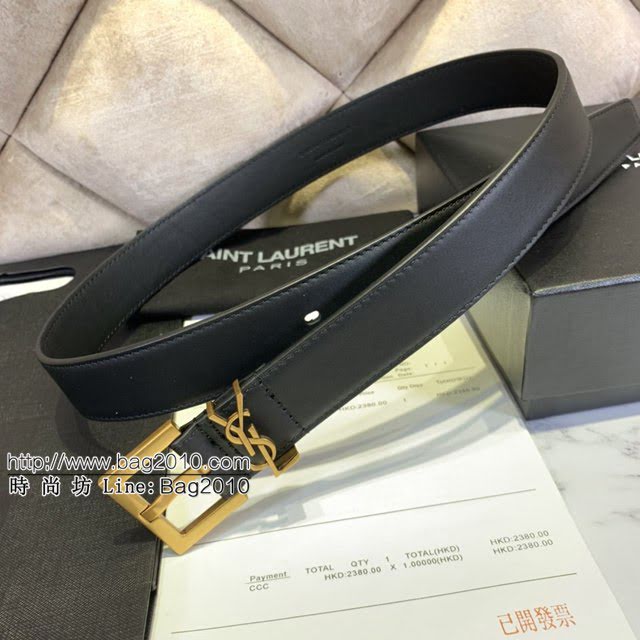 Saint Laurent女士皮帶 聖羅蘭金扣小牛皮腰帶  jjp1757
